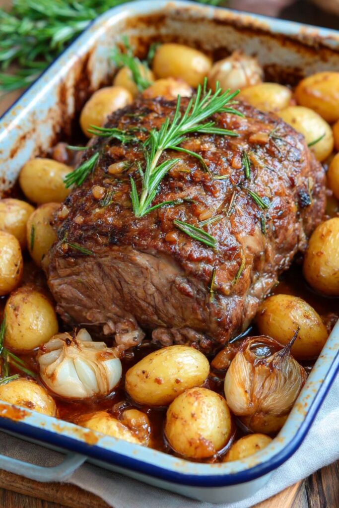 Mary Berry Slow Roast Lamb Shoulder with Potatoes Recipe