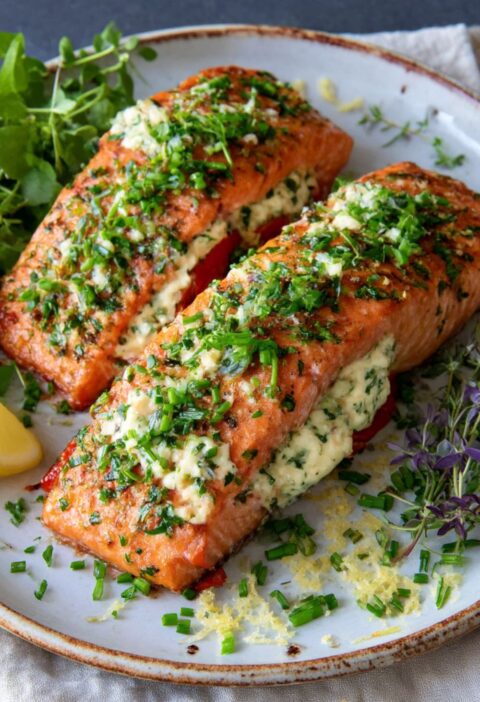 Mary Berry Salmon with Cream Cheese and Peppers Recipe